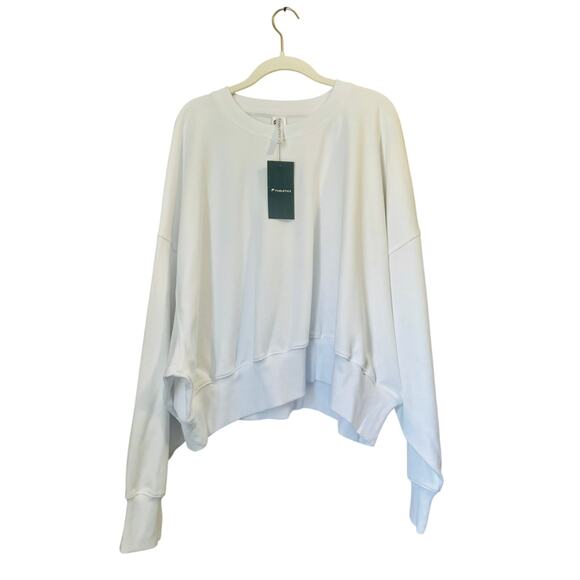 NWT Fabletics Year Round Terry Crew Neck Sweatshirt in White Women's sz. XL - Picture 4 of 8